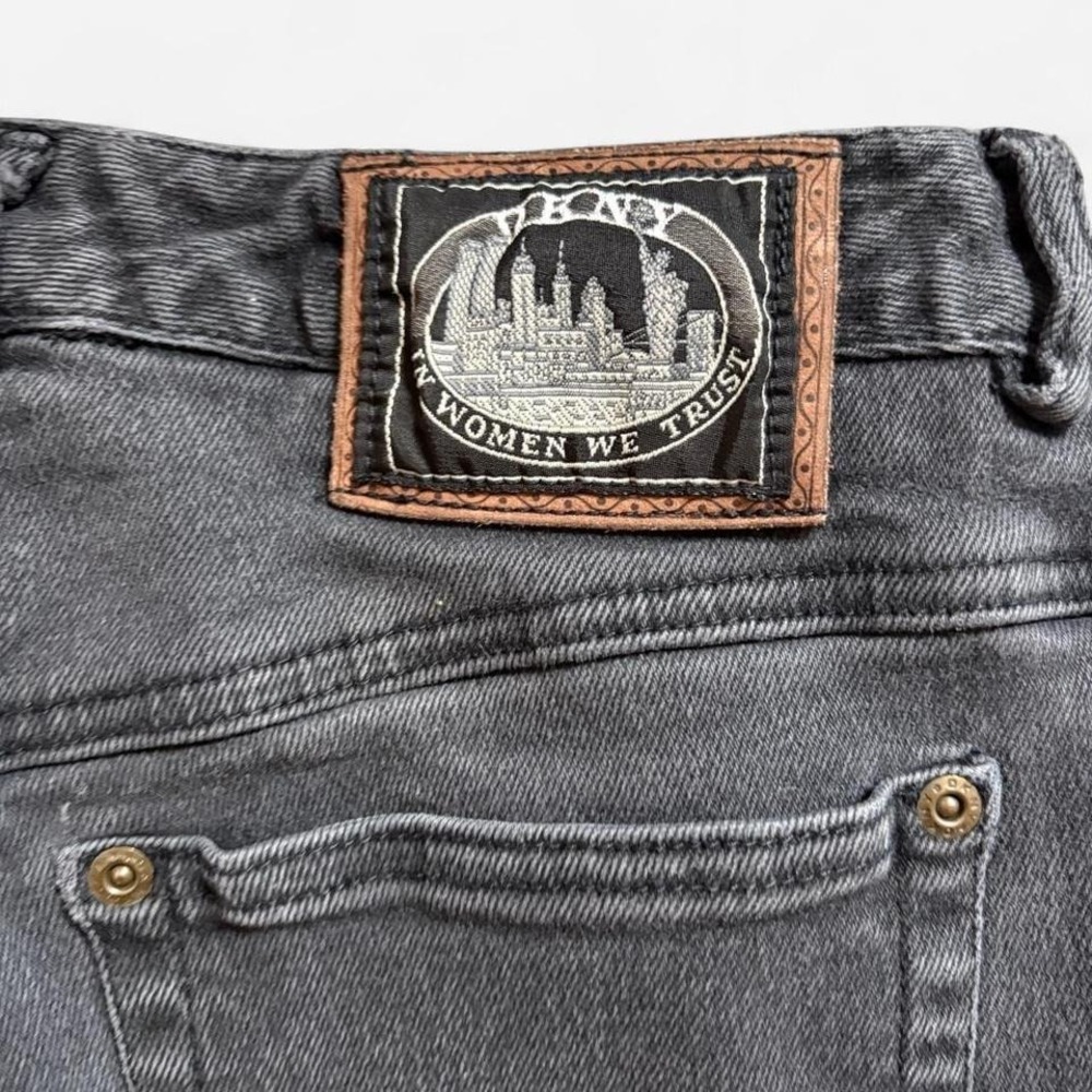 Vintage DKNY Jeans Y2K Gray Denim Faded Black Cigarette Skyline Skinny Women 10